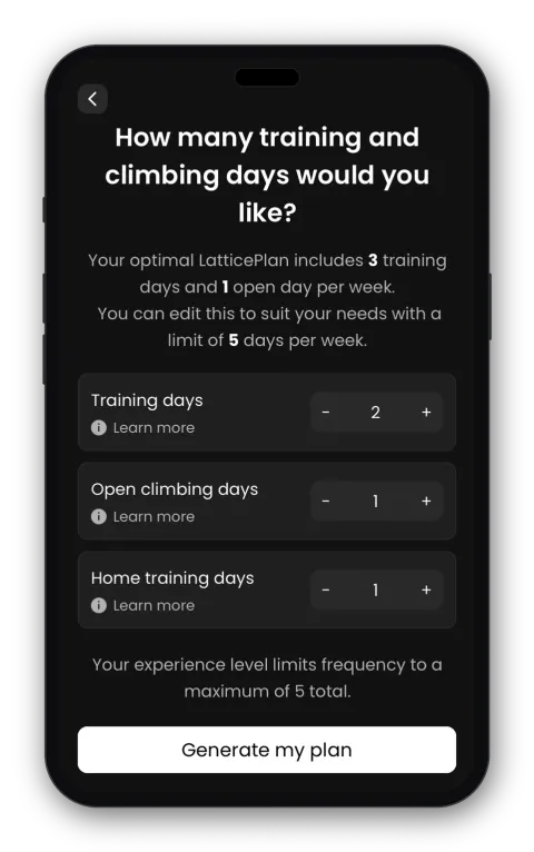 Choosing how many days to train