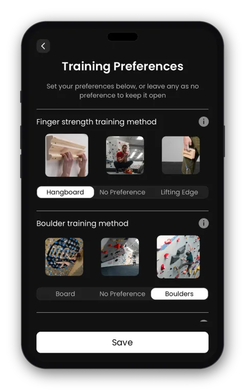 Setting your training preferences